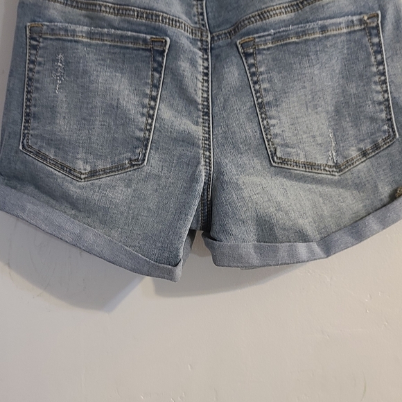PacSun Women's Distressed Blue Jean Shorts - Picture 3 of 6